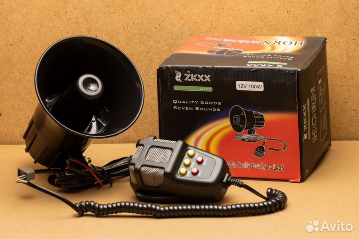 Сирена автомобильная с громкоговорителем 100W