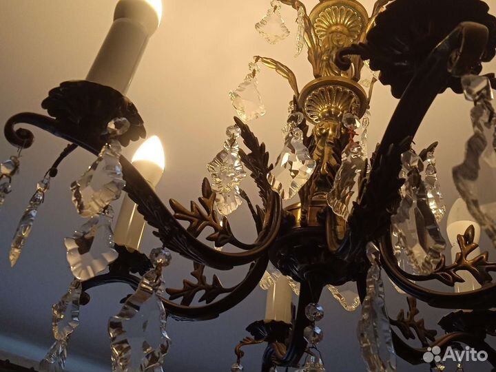 Люстра бронзовая с хрусталём СССР