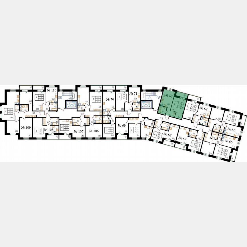 1-к. квартира, 41,1 м², 8/8 эт.