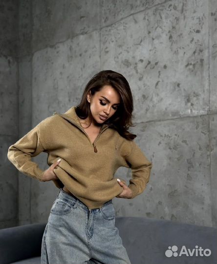 Кофта женская теплая на полумолнии