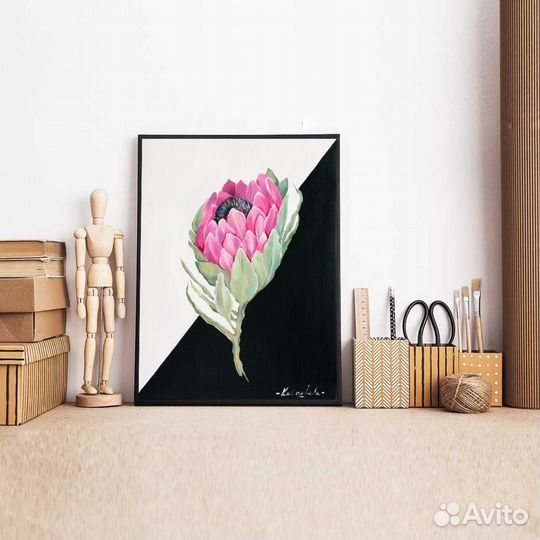 Картина интерьерная с золотой поталью и текстурой