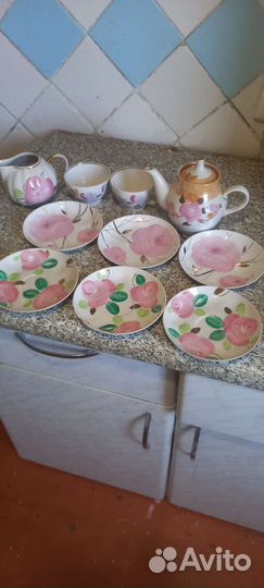 Чайник блюдце чашки молочница дулево пион