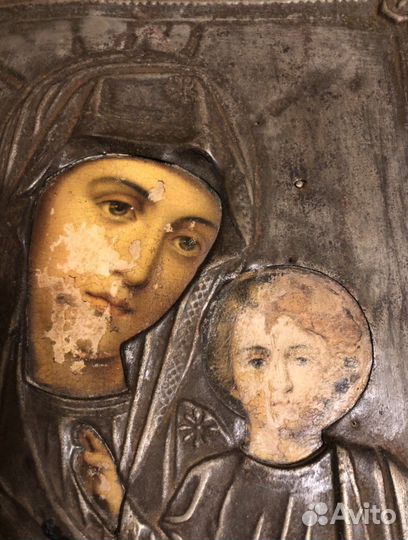 Икона старинная Казанской Божией Матери