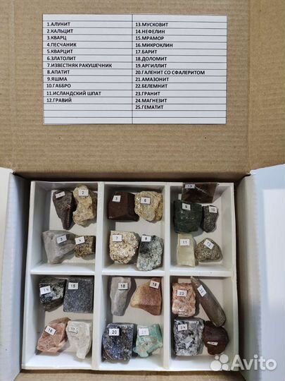 Коллекция минералов 25 шт