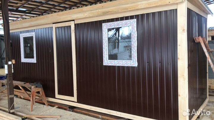 Бытовка новая распашная 6х2.3м с пвх окнами