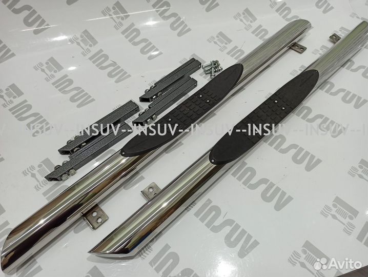 Пороги на Ниву с проступью люкс нержавейка д76