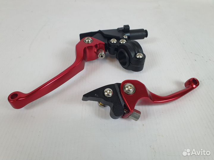 Рычаг сцепления+тормоза c кронштейном CNC красные