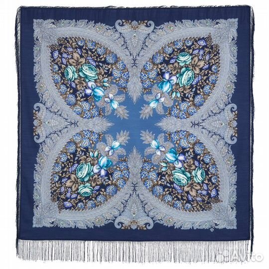 Павлопосадский платок шелковый «На гребне волны»