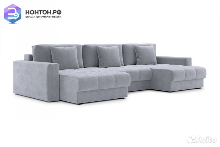 Диван п-образный тик-так Монарх М1О2 серый