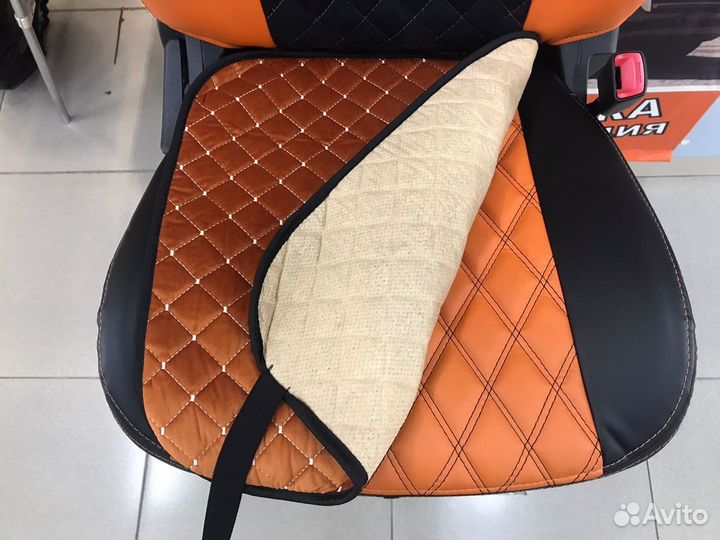 Накидка на сиденье Квадрат, Ромб, велюр оранжев