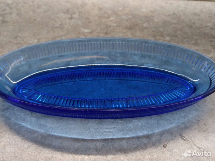 Селедочница.Синяя селедочница.Стекло СССР