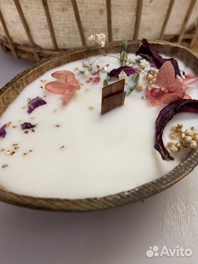 Свечи натуральные из соевого воска, в скорлупе