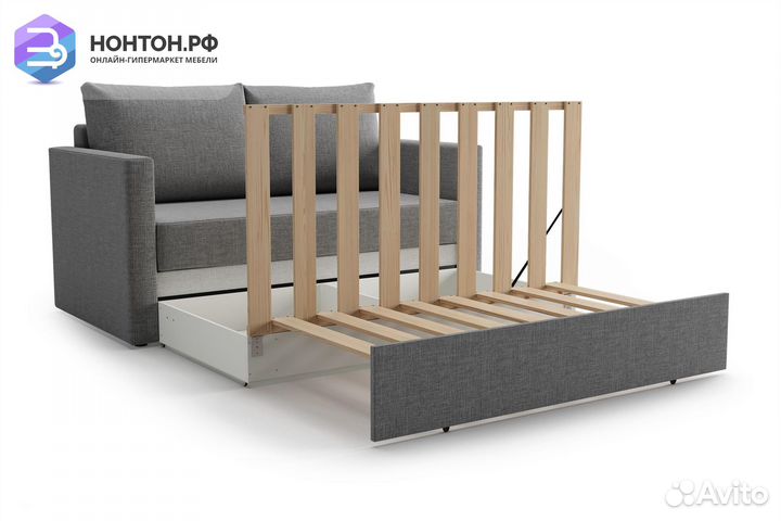 Диван выкатной Берг рогожка темно-серая