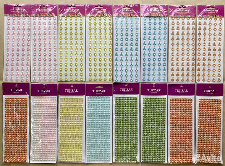 Стразы 4 упаковки наклейки бусины жемчуг