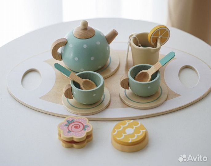 Набор детской деревяной игрушечной посуды