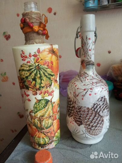 Бутылки в декупаже