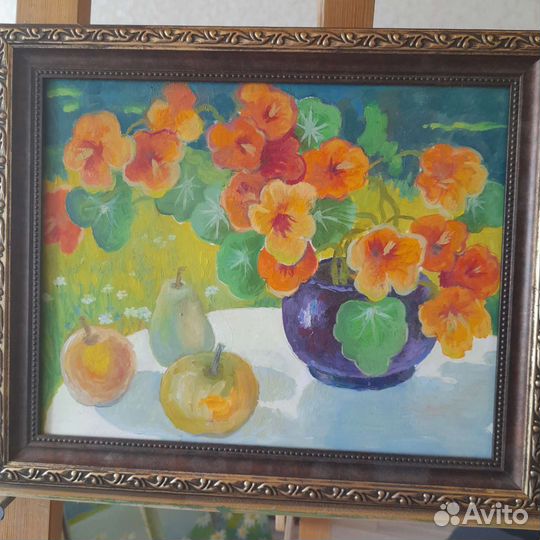 Натюрморт с настурциями и фруктами