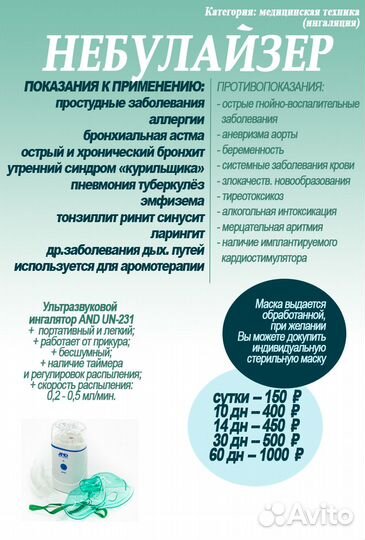 Небулайзер ингалятор аренда
