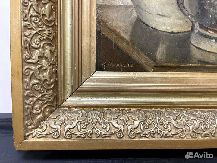 Антикварная картина на дереве 