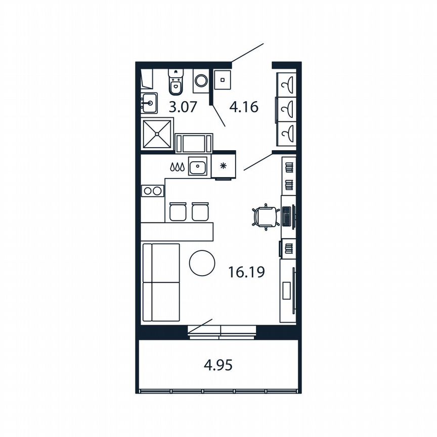 Квартира-студия, 23,1 м², 5/12 эт.