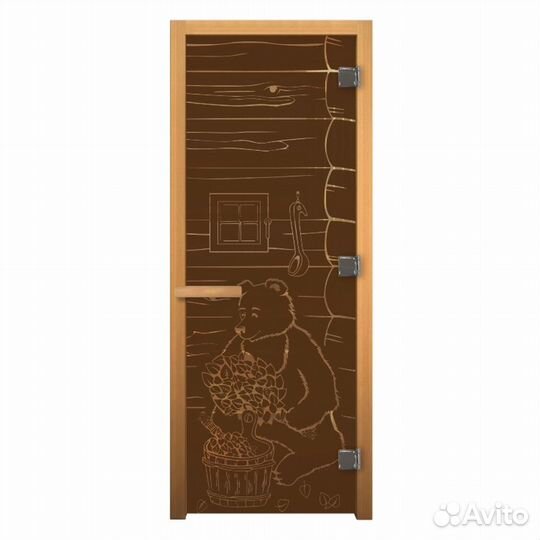 Дверь для Бани стекло Бронза Матовая 