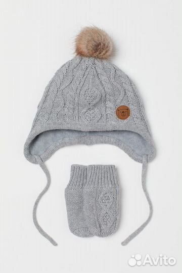 Набор H&M 86/92 (шапка, варежки, манишка) б/у