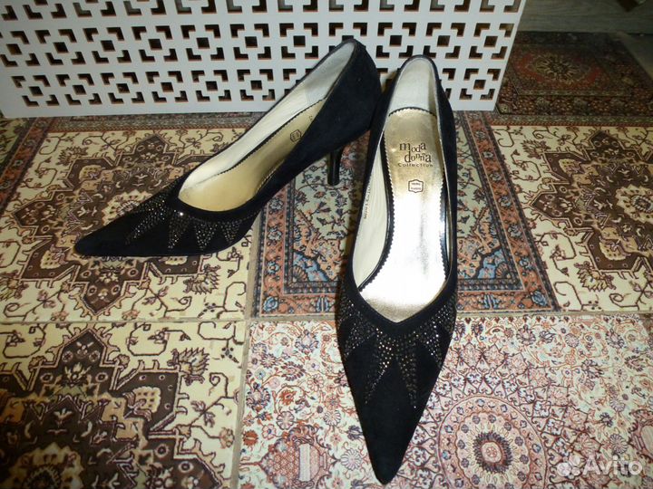 Туфли женские замшевые, черные