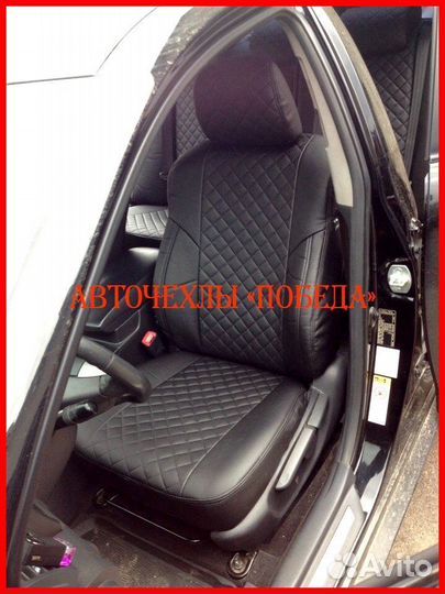 Чехлы Toyota Camry v40 из экокожи чёрные Ромб