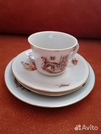 Porzellan дет. посуда:3 тарелки,чашка Болгария 70е