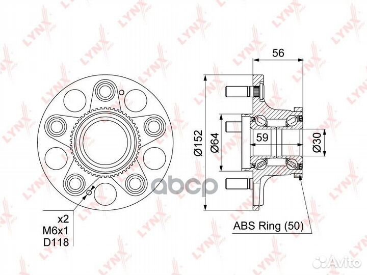 Ступица колеса зад прав/лев WH1152 lynxauto