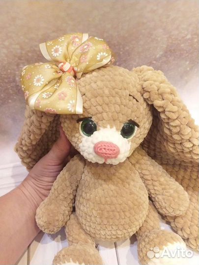 Заяц плюшевый, мягкая игрушка, ручная работа