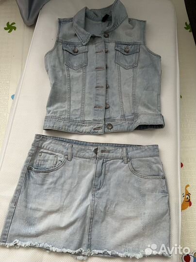 Юбка и жилетка джинсовая