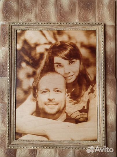 Портрет по фото выжженный на дереве Подарок
