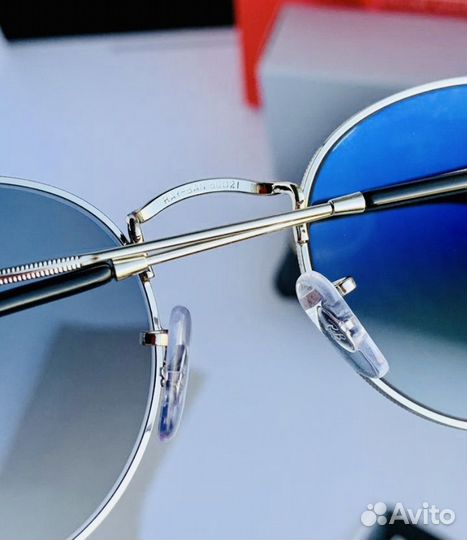Солнцезащитные очки ray ban round metal голубые