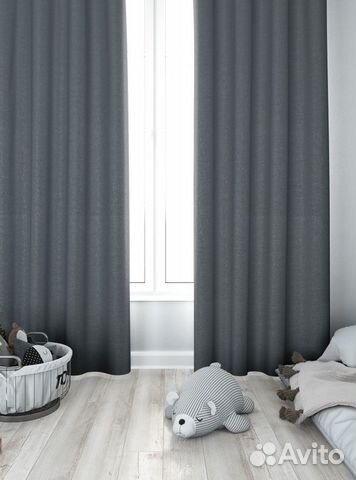 Шторы блэкаут однотонные темно-серые