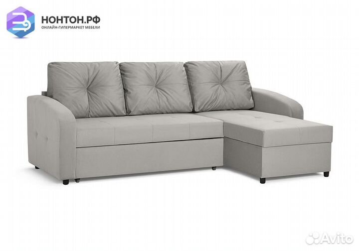 Диван угловой дельфин Монтана светло-серый