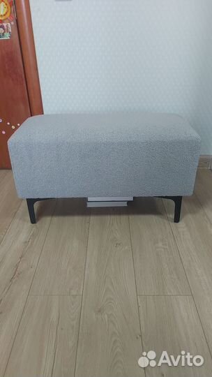 Банкетка из искусственного меха серая