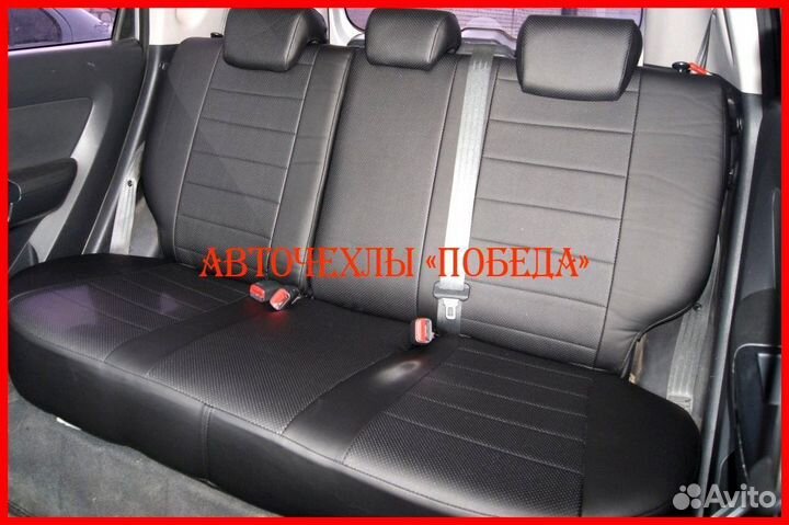 Чехлы Kia Soul 1 из экокожи чёрные Классика