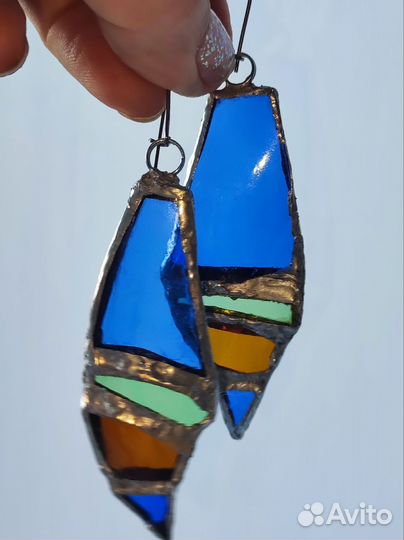 Витражные серьги ручной работы