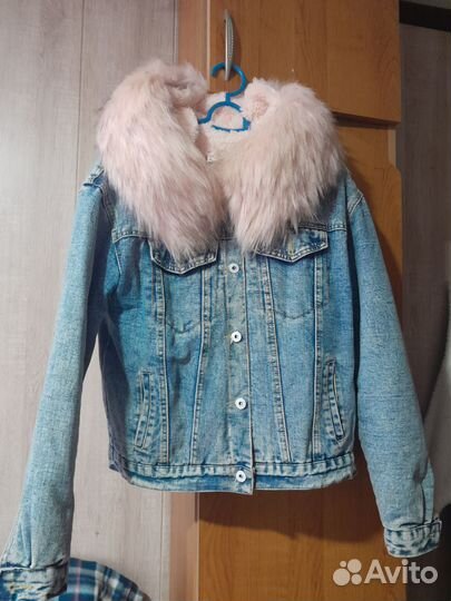 Джинсовая куртка с мехом