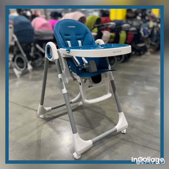 Новый стульчик для кормления luxmom синий