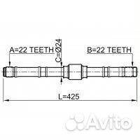 Полуось левая 22x425x22 (nissan primera P11 1996-2