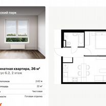 1-к. квартира, 36 м², 2/15 эт.