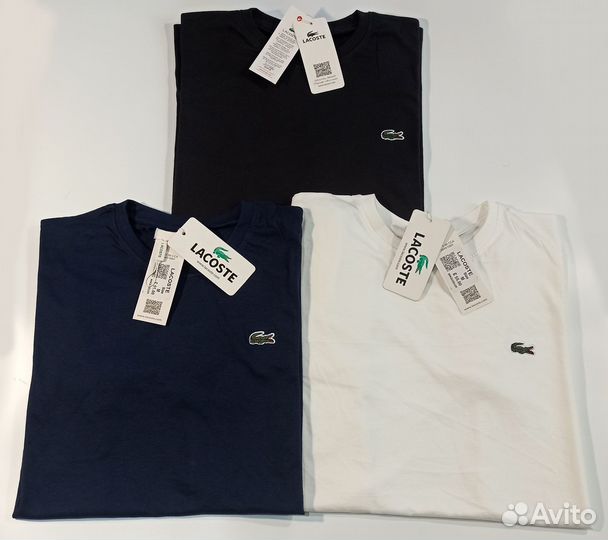 Lacoste Белый Черный Синий Premium Футболка