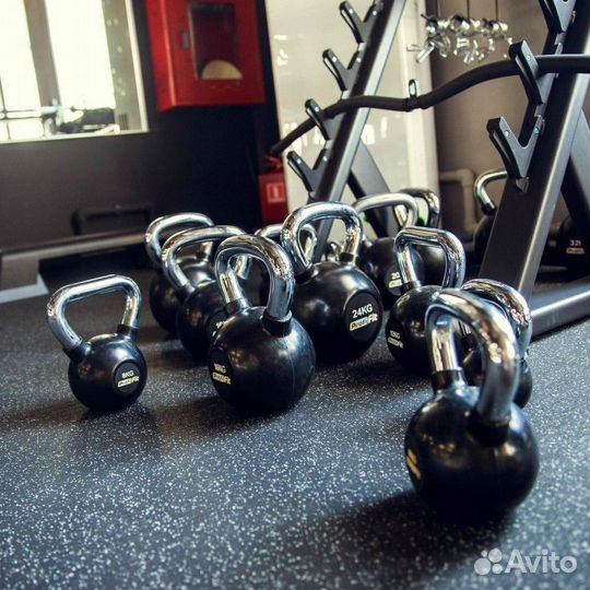 Гиря 30 кг обрезиненная с хромированной ручкой