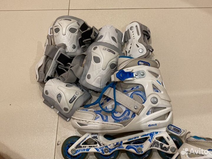 Роликовые коньки Reaction + комплект защиты