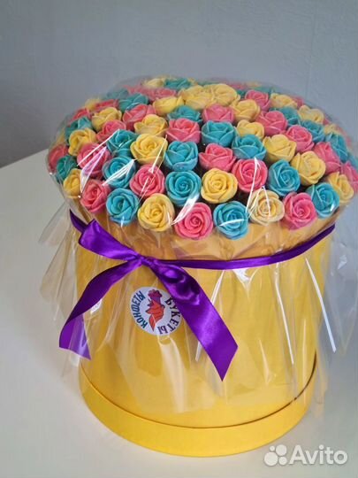 101 Шоколадная Роза в шляпной коробке)