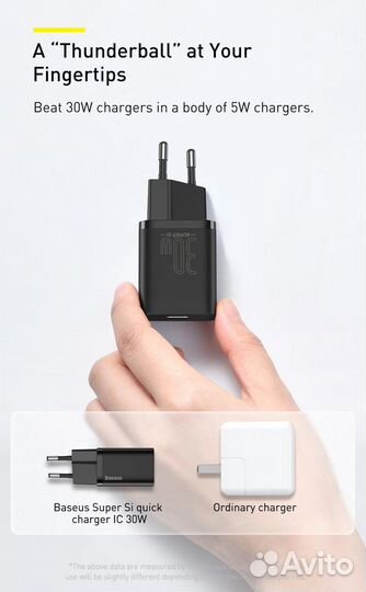 Зарядка, 30w, Fast Charge, USM/USB-C, Baseus