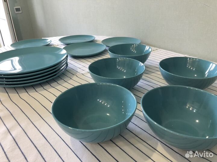 Сервиз тарелки икеа фэргрик IKEA fargrik синий