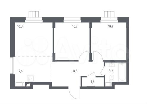 3-к. апартаменты, 53,1 м², 3/17 эт.